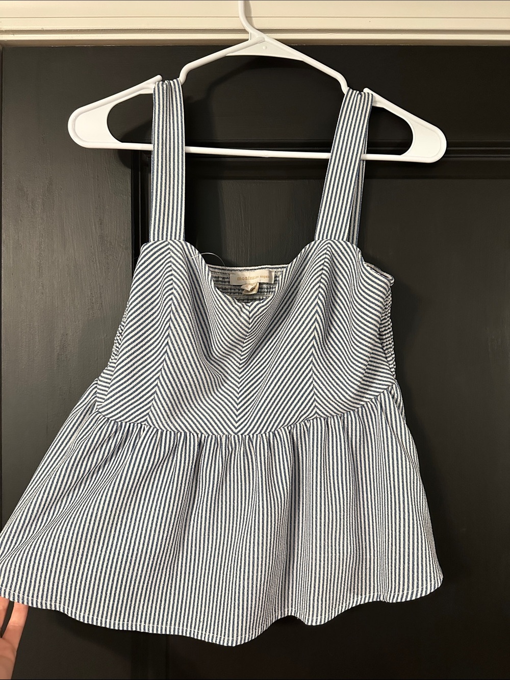 Blue & White Striped Peplum Camisole Tank - Classic Summer Top